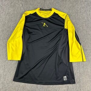 Nike Pro Combat Swingman 3/4 Sleeve Shirt Men Large Black Yellow Dri-Fit Griffey